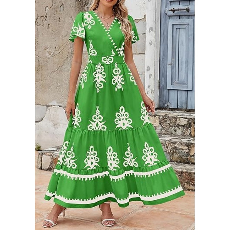 ⏳50 % de réduction pour une durée limitée⏰Robe longue bohème décontractée à col en V pour femme👗