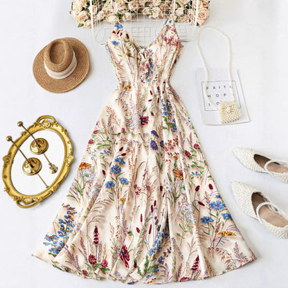 💐50% DE RÉDUCTION ! Robe Midi à Bretelles Fines – Chic en Ville comme à la Plage 🏖️✨【Prix Doux】