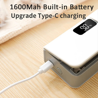 🔌✨ PROMO -50% ! Scelleuse de Sachets 2-en-1 USB-C – 6 Niveaux de Chauffage, Lame Cutter & Rechargeable (Blanc/Bleu)