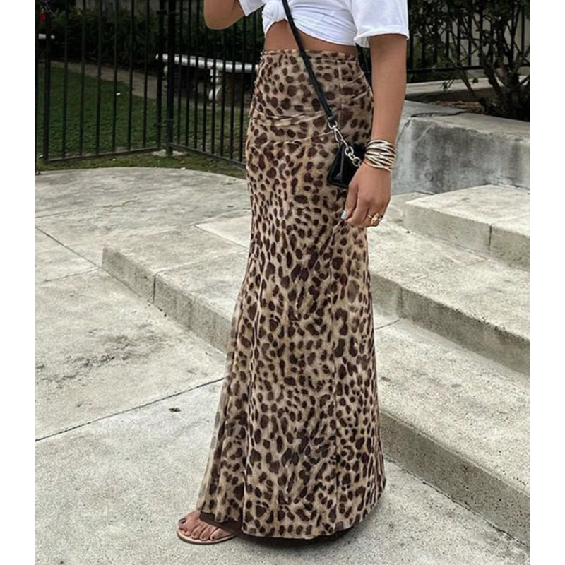 👗 OFFRE SPÉCIALE : 50% DE RÉDUCTION ! 🐆 Jupe Longue Fluide Imprimé Léopard – Taille Haute, Tissu Léger & Style Polyvalent ✨