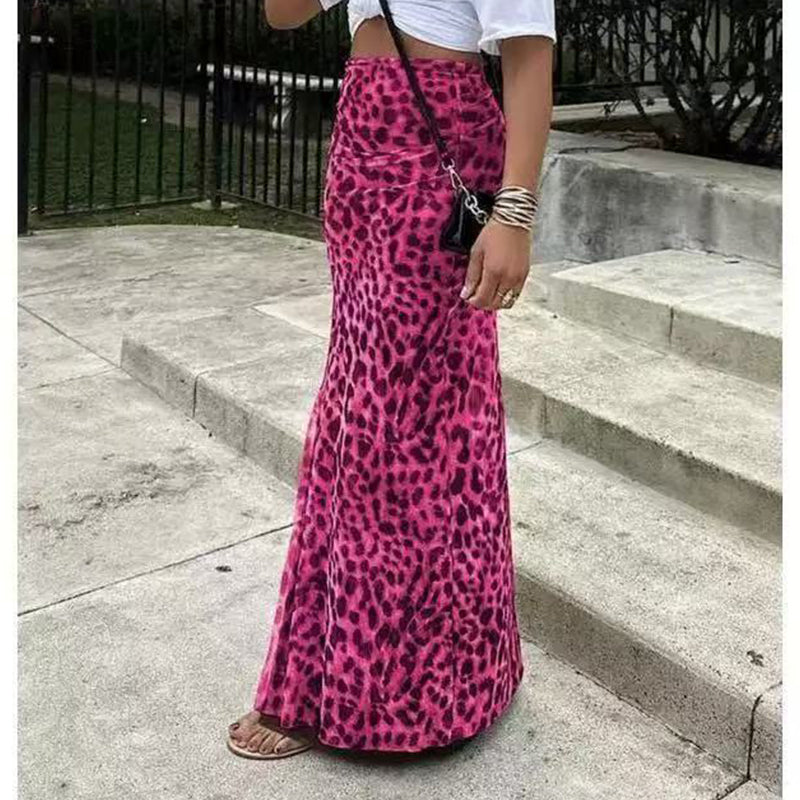 👗 OFFRE SPÉCIALE : 50% DE RÉDUCTION ! 🐆 Jupe Longue Fluide Imprimé Léopard – Taille Haute, Tissu Léger & Style Polyvalent ✨