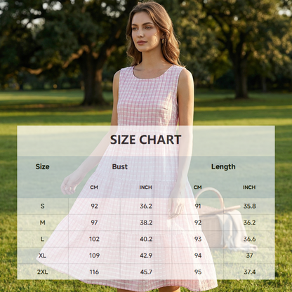 💖DERNIER JOUR DE SOLDE : 50 % DE RÉDUCTION💖Robe décontractée sans manches à carreaux, coupe trapèze, pour femme