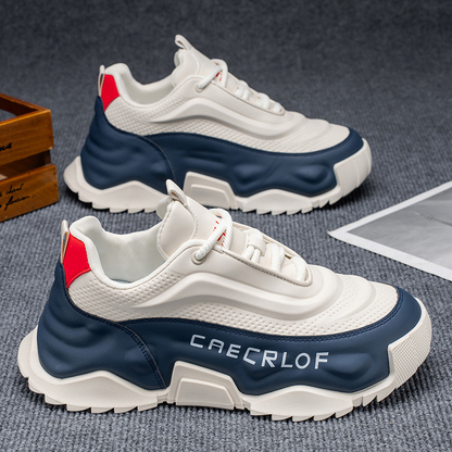 👟🔥 PROMO -50% ! Chaussures Homme à Semelle Épaisse – Design Tendance, Antidérapantes & Durable (Beige-Bleu/Blanc/Noir-Gris)