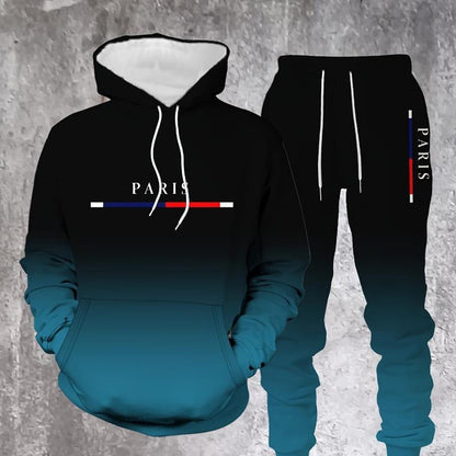💎 -50% sur Ensemble de Survêtement Dégradé pour Homme！💎 Design Fondu Noir-Rouge, Sweat à Capuche & Pantalon de Jogging pour Sport & Style Urbain✨