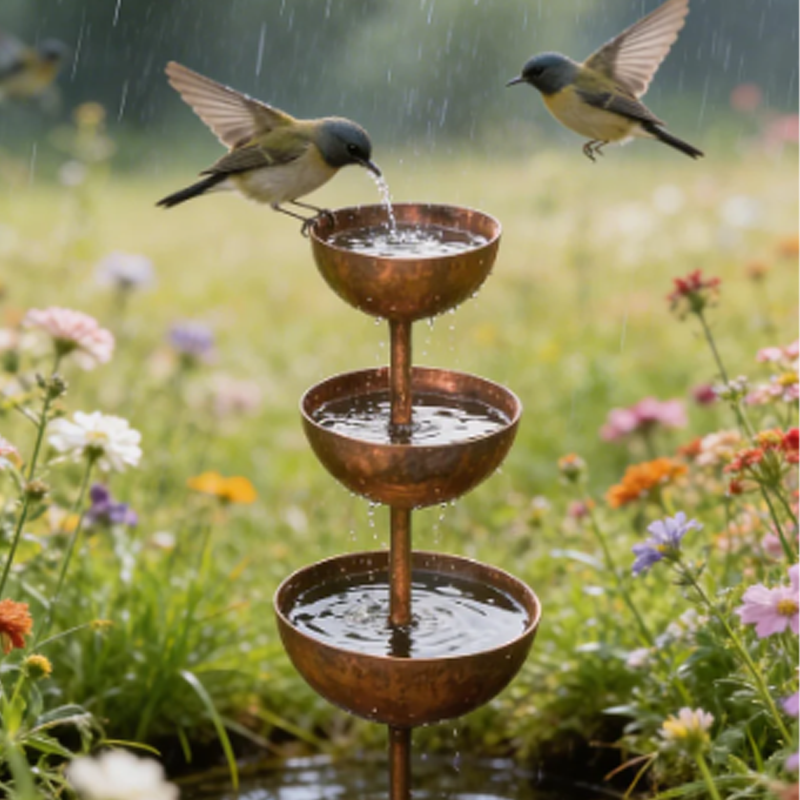 🔥OFFRE SPÉCIALE : 49 % DE RÉDUCTION🔥Piquet rustique en métal à 3 niveaux avec mangeoire et abreuvoir pour oiseaux
