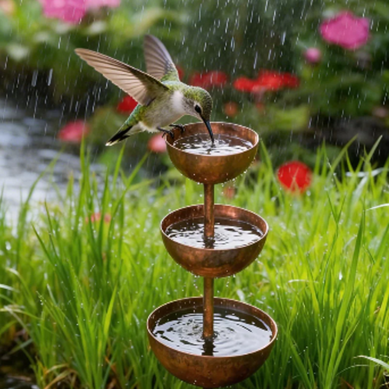 🔥OFFRE SPÉCIALE : 49 % DE RÉDUCTION🔥Piquet rustique en métal à 3 niveaux avec mangeoire et abreuvoir pour oiseaux