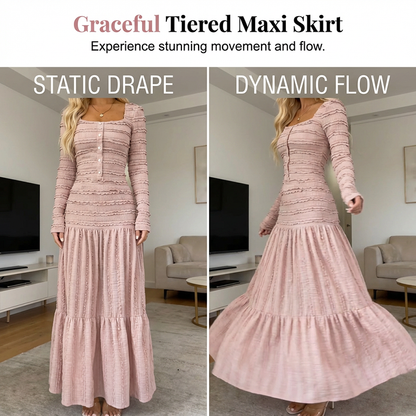 Robe longue à encolure carrée flatteuse