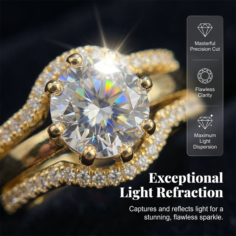 💍Promotions sur les bagues — 53 % de réduction 💍Bague ouverte 2-en-1 dorée avec zircone