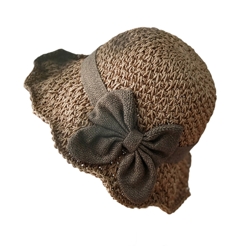 👒🌞 PROMO -50% ! Chapeau de Soleil Tressé avec Nœud – Large Bord, Ajustable & Pliable pour Voyage (Kaki/Beige)