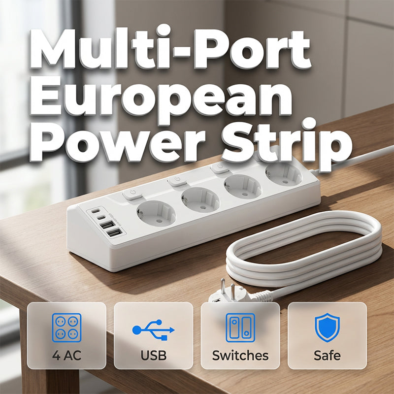 ✨50 % de réduction + livraison gratuite 🔥 Multiprise à 4 prises avec interrupteurs individuels et ports USB