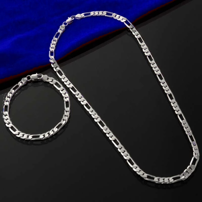 Classic Silver-Tone Chain Necklace & Bracelet Set（50% OFF）