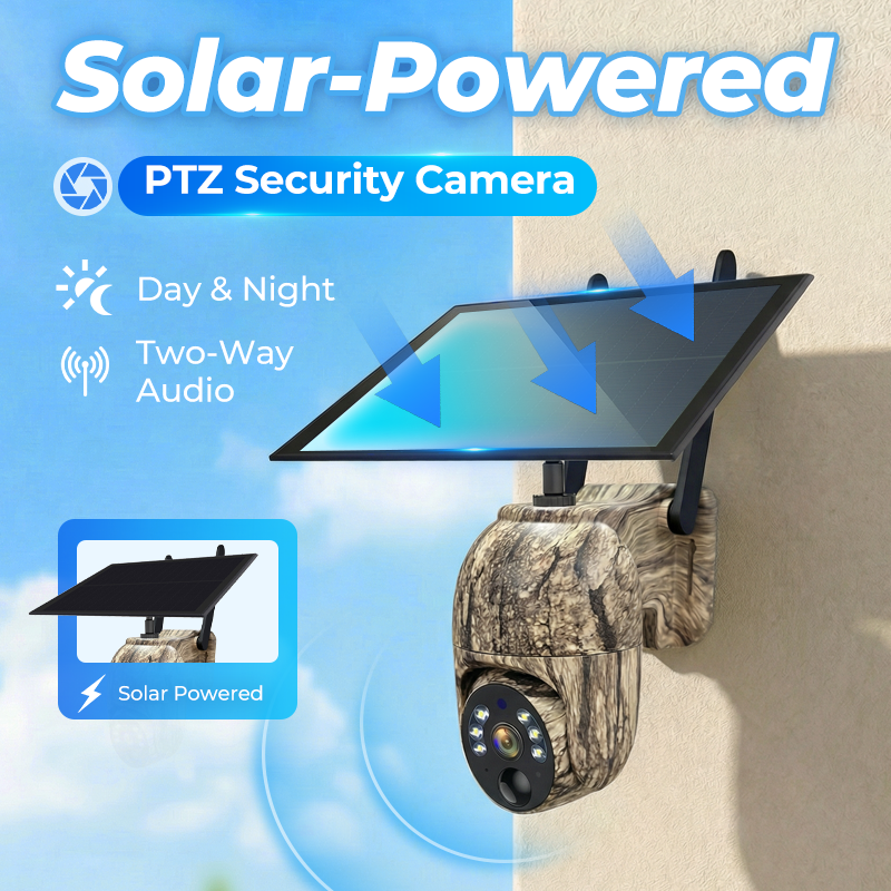 🎥Caméra de sécurité solaire sans fil💎Prévisualisation en temps réel en HD 2K, couverture panoramique à 360°, sans Wi-Fi, contrôle à distance via l'application, étanche, détection de mouvement, vision nocturne, adaptée à une utilisation en extér