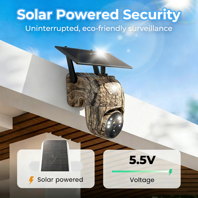 🎥Caméra de sécurité solaire sans fil💎Prévisualisation en temps réel en HD 2K, couverture panoramique à 360°, sans Wi-Fi, contrôle à distance via l'application, étanche, détection de mouvement, vision nocturne, adaptée à une utilisation en extér