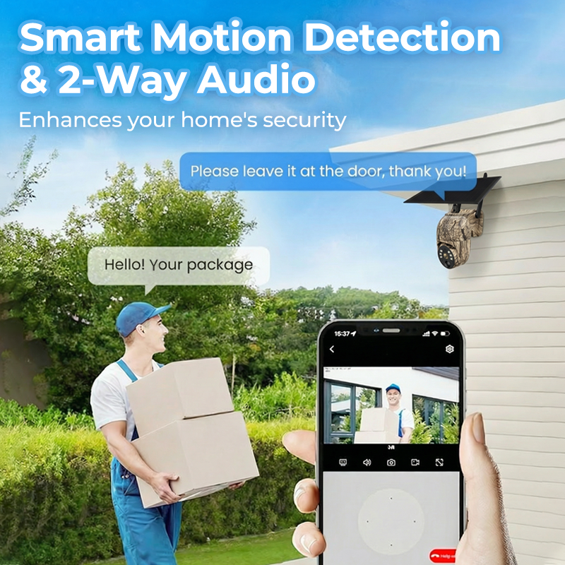🎥Caméra de sécurité solaire sans fil💎Prévisualisation en temps réel en HD 2K, couverture panoramique à 360°, sans Wi-Fi, contrôle à distance via l'application, étanche, détection de mouvement, vision nocturne, adaptée à une utilisation en extér