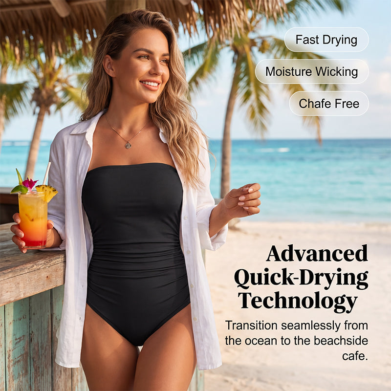 🏖️Summer Hot Sale 49% OFF🌼Women's Strapless Ruched One-Piece Swimsuit