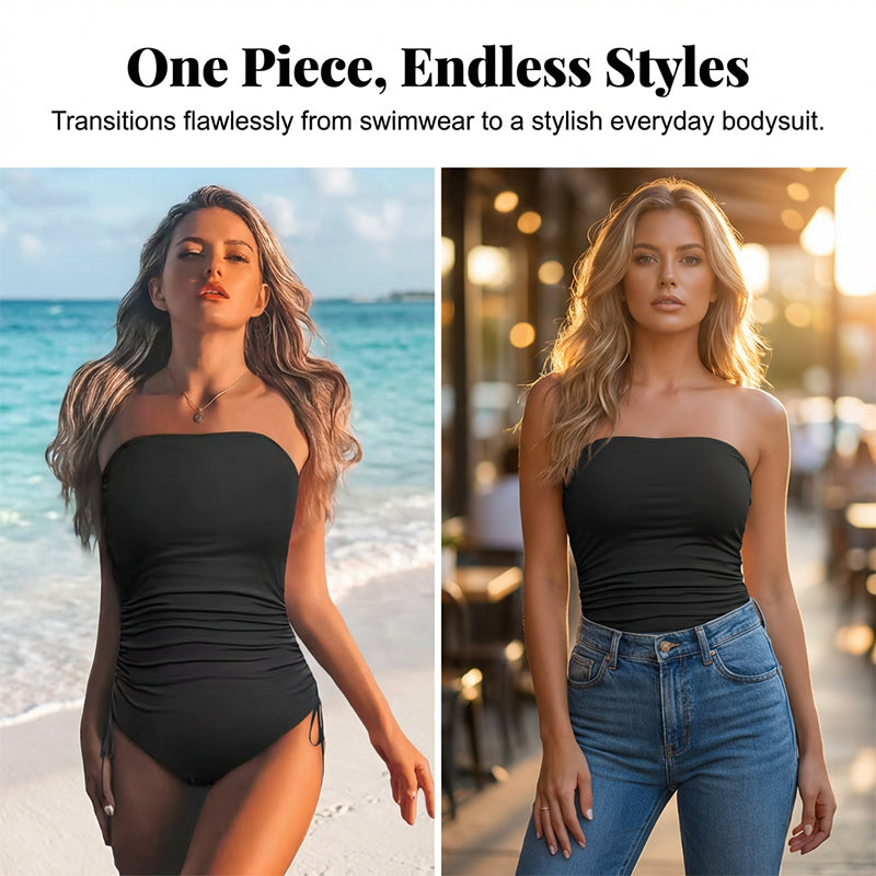 🏖️Summer Hot Sale 49% OFF🌼Women's Strapless Ruched One-Piece Swimsuit