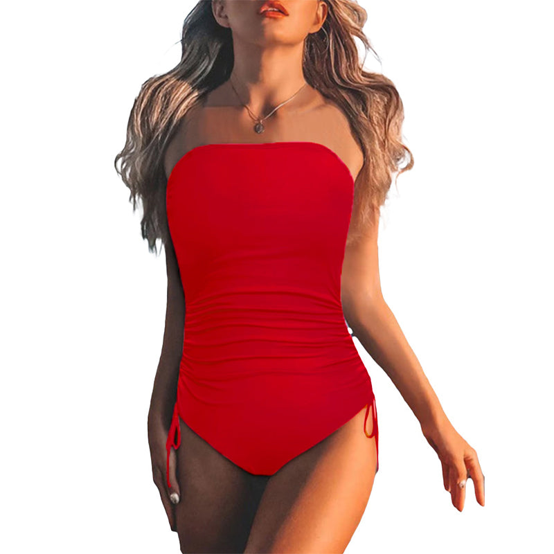 🏖️Summer Hot Sale 49% OFF🌼Women's Strapless Ruched One-Piece Swimsuit