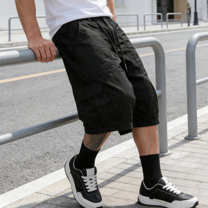 👖 PROMO FLASH : -50% ! 🔥 Pantalon Capri Homme Grande Taille – Coupe Large, Taille Réglable, Tissu Résistant en Polyester 🩳