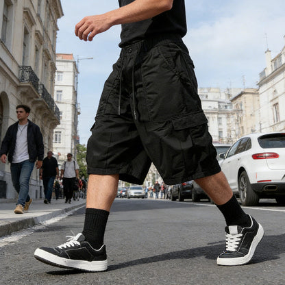 Pantalon capri décontracté à cordon de serrage pour homme, grandes tailles