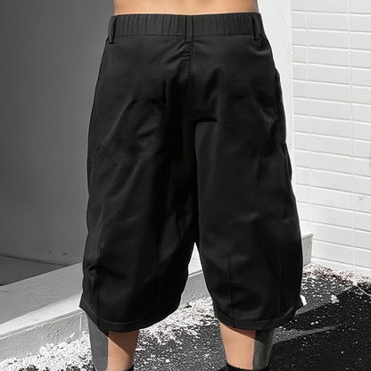 Pantalon capri décontracté à cordon de serrage pour homme, grandes tailles