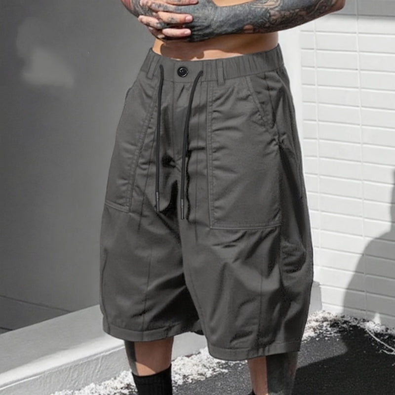 Pantalon capri décontracté à cordon de serrage pour homme, grandes tailles