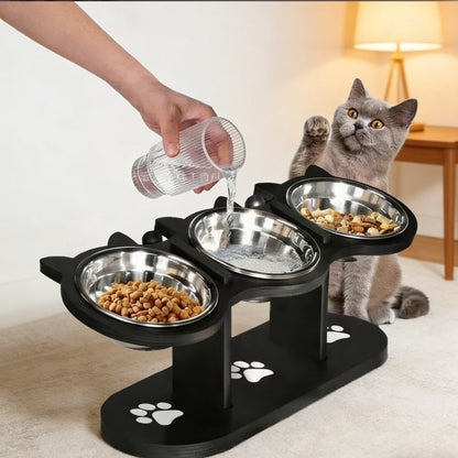 🎁Nouveauté : 50 % de réduction🐾 Mangeoire surélevée antidérapante à 3 bols pour animaux de compagnie ! 🍲🐶🐱