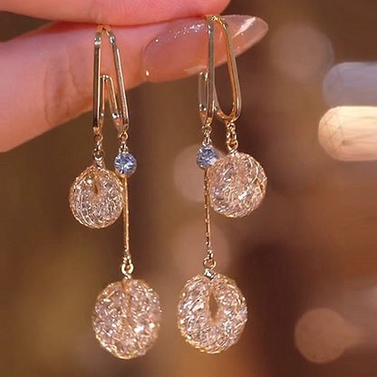 Elegant Artificial Crystal Tassel Drop Earrings