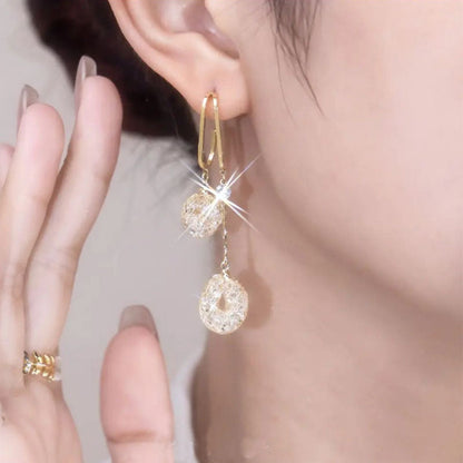 Elegant Artificial Crystal Tassel Drop Earrings