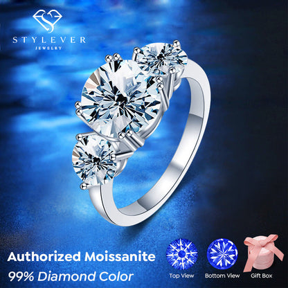 Bague de fiançailles en moissanite à trois pierres