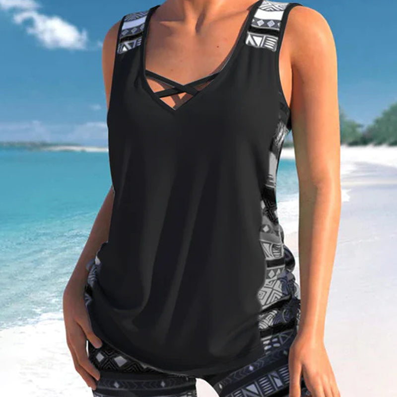 🏊‍♀️ Ensemble tankini deux pièces imprimé pour femme