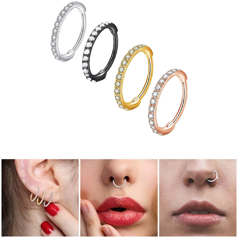 📢📢50 % de réduction !! ⏰Bague de nez en cuivre sans soudure avec pierres – également adaptée comme boucle d'oreille – élégante & confortable