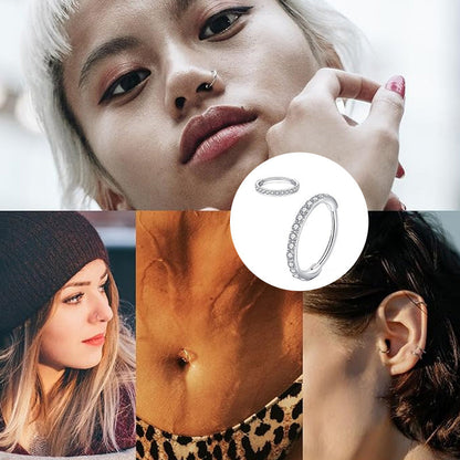 📢📢50 % de réduction !! ⏰Bague de nez en cuivre sans soudure avec pierres – également adaptée comme boucle d'oreille – élégante & confortable