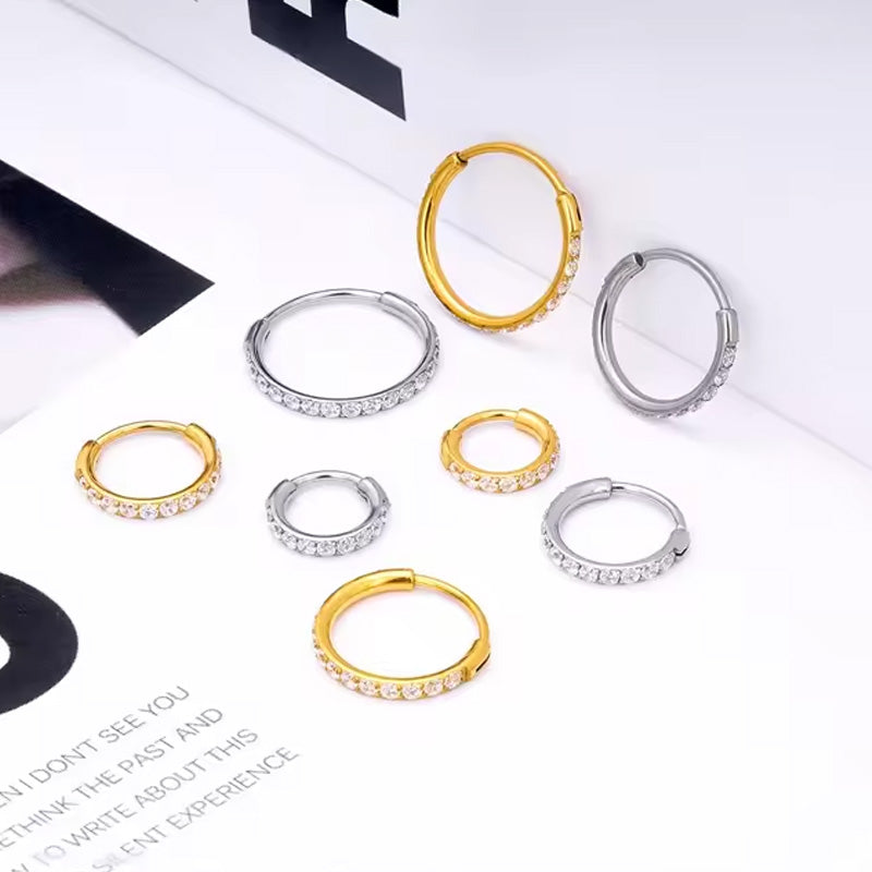 📢📢50 % de réduction !! ⏰Bague de nez en cuivre sans soudure avec pierres – également adaptée comme boucle d'oreille – élégante & confortable