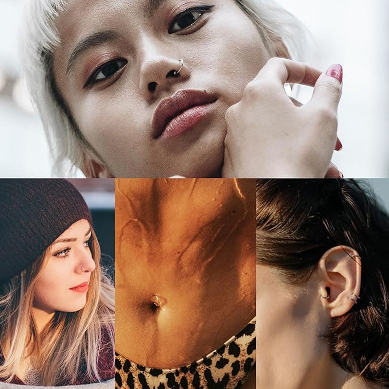 📢📢50 % de réduction !! ⏰Bague de nez en cuivre sans soudure avec pierres – également adaptée comme boucle d'oreille – élégante & confortable