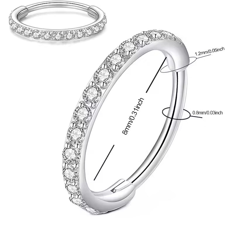 📢📢50 % de réduction !! ⏰Bague de nez en cuivre sans soudure avec pierres – également adaptée comme boucle d'oreille – élégante & confortable