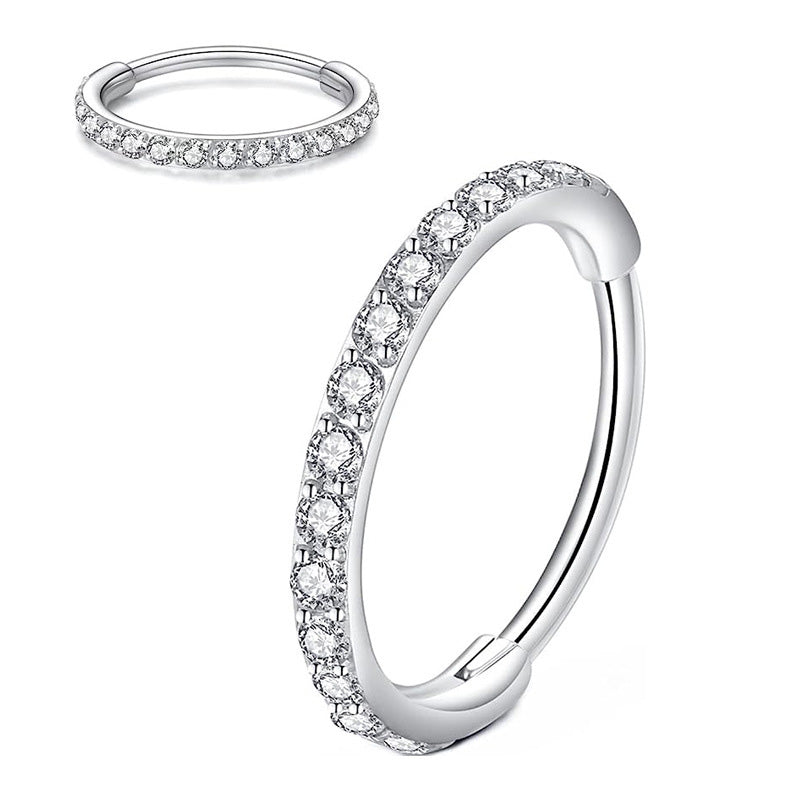 📢📢50 % de réduction !! ⏰Bague de nez en cuivre sans soudure avec pierres – également adaptée comme boucle d'oreille – élégante & confortable