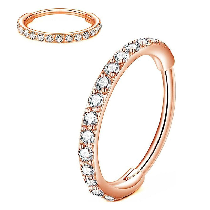 📢📢50 % de réduction !! ⏰Bague de nez en cuivre sans soudure avec pierres – également adaptée comme boucle d'oreille – élégante & confortable