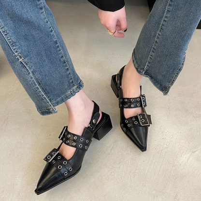 📢📢50 % de réduction !! ⏰Escarpins à talons bas, œillets et boucles, style rock