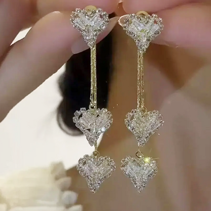 📢📢50 % DE RÉDUCTION !!⏰Boucles d'oreilles romantiques avec pendentifs en forme de cœur et longue chaîne
