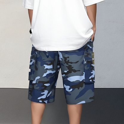 🩳 PROMO LIMITÉE 50% DE RÉDUCTION ! 🍂 Shorts Cargo Camouflage – 6 Poches Pratiques, Cordon de Taille & Coupe Détendue ✨