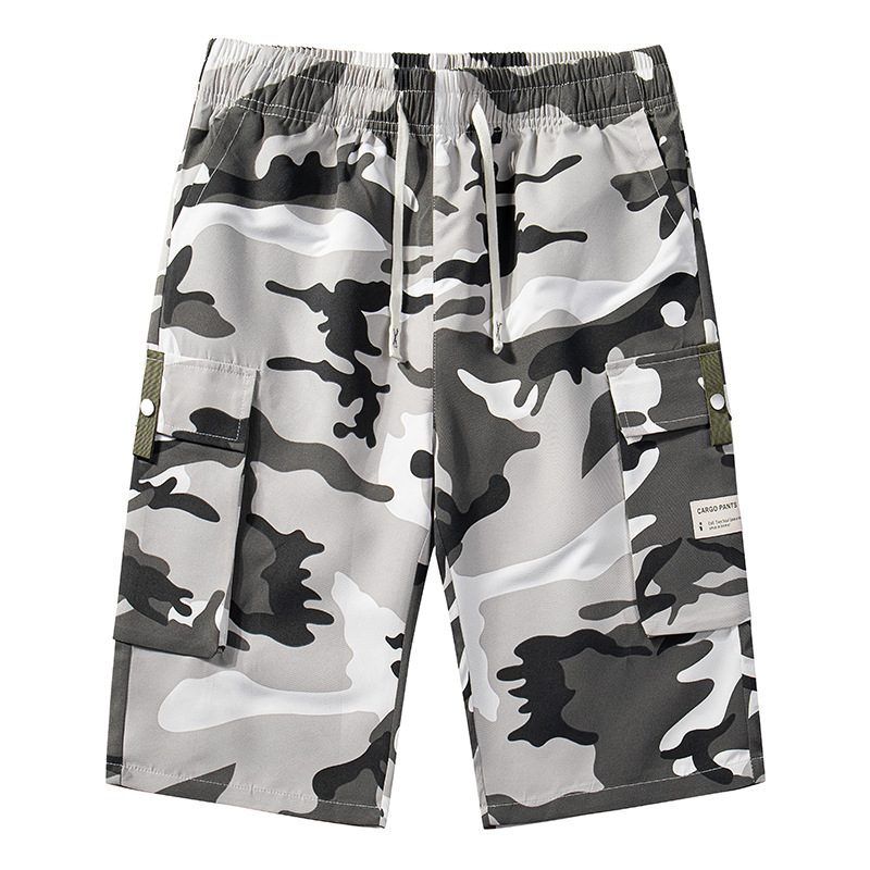 🩳 PROMO LIMITÉE 50% DE RÉDUCTION ! 🍂 Shorts Cargo Camouflage – 6 Poches Pratiques, Cordon de Taille & Coupe Détendue ✨