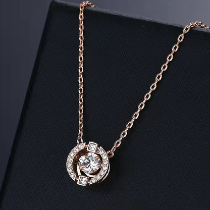 ⏳💎📿 Collier Danse en Strass Étincelant – Anti-Transpiration, Pierre Mobile & Halo de Cristaux (6 Couleurs, Chaîne O)