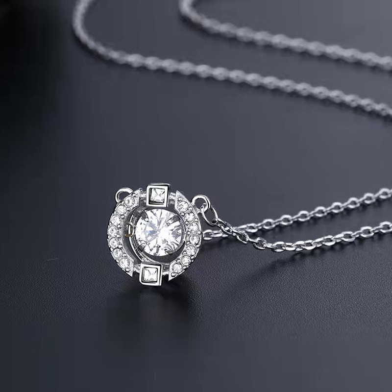 ⏳💎📿 Collier Danse en Strass Étincelant – Anti-Transpiration, Pierre Mobile & Halo de Cristaux (6 Couleurs, Chaîne O)