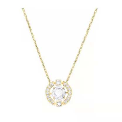 ⏳💎📿 Collier Danse en Strass Étincelant – Anti-Transpiration, Pierre Mobile & Halo de Cristaux (6 Couleurs, Chaîne O)