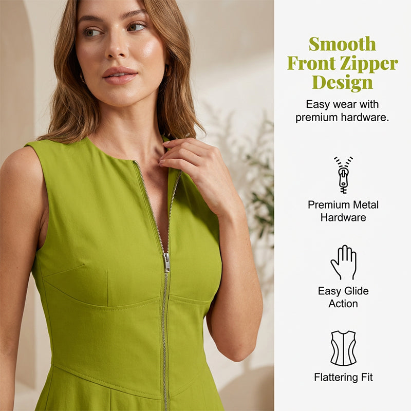 🥳SOLDES 2026🥳💞Plus de 50 000 exemplaires vendus !💥50 % de réduction ! 🔥Robe longue sans manches, coupe trapèze, fermeture éclair sur le devant