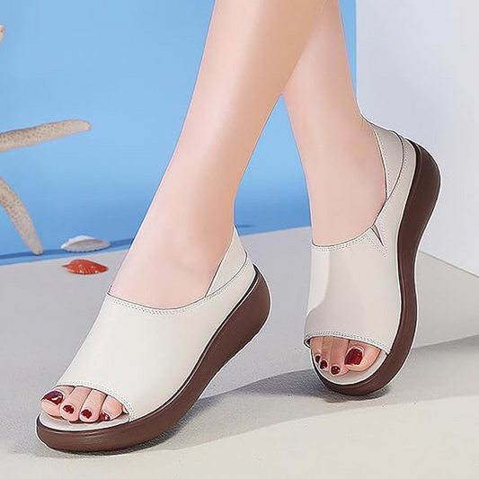 Sandales à talons compensés décontractées à bout ouvert pour femmes
