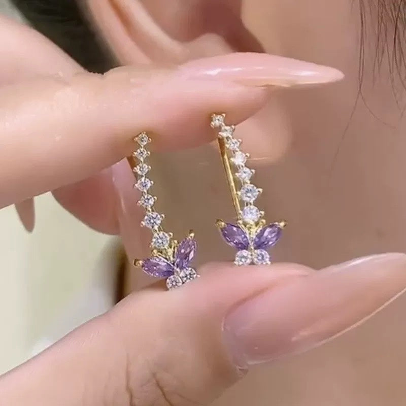 📢📢50% de réduction⏰Sparkling Butterfly Crawler Earrings