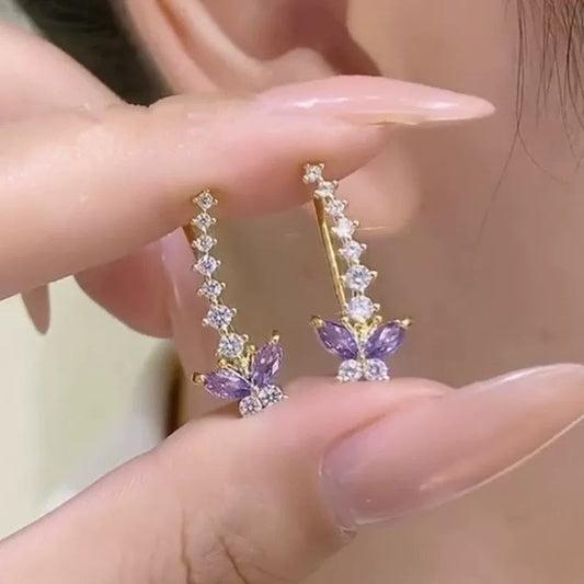 📢📢50% de réduction⏰Sparkling Butterfly Crawler Earrings