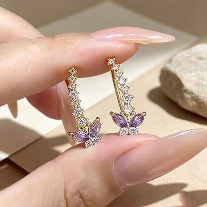 📢📢50% de réduction⏰Sparkling Butterfly Crawler Earrings