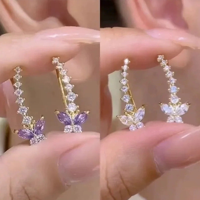📢📢50% de réduction⏰Sparkling Butterfly Crawler Earrings